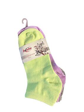 Frenchic Fancy Designer Ankle Socks 9-11 Multi-Pack Gray Purple Lime Green NWT